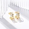 Rack Plating Brass Micro Pave Clear Cubic Zirconia Cuff Earrings, Lead Free & Cadmium Free, Multilayer, Real 18K Gold Plated, 14.5x8mm