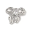 Brass Micro Pave Clear Cubic Zirconia Pendants, Cadmium Free & Nickel Free & Lead Free, Bowknot, Platinum, 14x15x3mm, Hole: 1.2mm