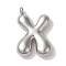 Non-Tarnish Ion Plating(IP) 304 Stainless Steel Pendants, Balloon Letter Charm, Stainless Steel Color, Letter X, 25.5x17x6mm, Hole: 2mm