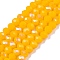 Electroplate Opaque Solid Color Glass Beads Strands, Half Rainbow Plated, Faceted, Rondelle, Gold, 4x3mm, Hole: 0.4mm, about 110~115pcs/strand, 39~40cm
