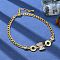 Brass Micro Pave Clear Cubic Zirconia Link Bracelets, Curb Chains Bracelets for Women, Eye, Real 18K Gold Plated, 6-3/4 inch(17.1cm)