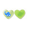 Acrylic Pendants, with Enamel and Glitter Powder, Heart with Elephant Pattern, Spring Green, 26x29.5x2mm, Hole: 1.5mm