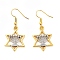 Alloy Dangle Earrings, Star, Antique Silver & Stainless Steel Color, 43.5x20mm