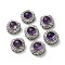 Brass Pave Natural Amethyst Multi-Strand Links, Platinum, Flat Round, 15x8.5mm, Hole: 1.8mm