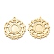 Brass Pendants Cabochon Settings, Cadmium Free & Nickel Free & Lead Free, Flat Round, Real 18K Gold Plated, Tray: 10mm, 33.5x30.5x1.5mm, Hole: 1.5mm