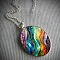 Zinc Alloy & Glass Oval Pendant Necklaces, Antique Silver, Colorful, 480~500mm