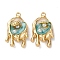 Light Gold Tone Alloy Enamel Pendants, Melting with Shell Shape Charms, with ABS Imitation Pearl, Rack Plating, Sky Blue, 27.5x17x7.5mm, Hole: 1.5mm