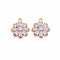 Brass Glass Pendants, Nickel Free, Real 18K Gold Plated, Flower, Plum, 16x14x3.5mm, Hole: 1.2mm