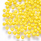 12/0 Baking Paint Glass Round Seed Beads, Yellow, 1.5~2x1.5mm, Hole: 0.5~1mm, about 30000pcs/pound