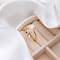 Natural Freshwater Pearl with Clear Cubic Zirconia Cuff Rings, Golden, Leaf, Inner Diameter: 15~19mm