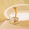 316L Surgical Stainless Steel Clear Cubic Zirconia Curved Barbell Belly Rings, Golden, Heart, 12x8mm