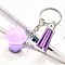 Faux Suede Tassel & Imitation Bubble Tea/Boba Milk Tea Resin Keychain, with Iron Split Key Rings, Medium Purple, 81.5mm