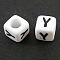 Letter Acrylic European Beads, Horizontal Hole, Cube, Letter.Y, 10x10x10mm, Hole: 3.5~4mm, about 59pcs/50g