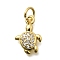 Brass Micro Pave Cubic Zirconia Pendants, Turtle, Long-Lasting Plated, Lead Free & Cadmium Free, Rack Plating, with Jump Ring, Real 18K Gold Plated, 13x9x2.5mm, Hole: 3.6mm