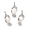 Eco-Friendly Rack Plating Brass Natural White Shell Pendants, Cadmium Free & Lead Free, Parrot, Platinum, 38.5x16x7.5mm, Hole: 8mm