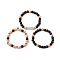 3Pcs 3 Styles Halloween Themed 8mm Round Glass Pearl Beaded Stretch Bracelet Sets, BOO Acrylic Stackable Bracelets, Mixed Color, Inner Diameter: 2-1/8 inch(5.35cm), 1pc/style