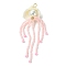 Natural Clam Shell & Glass Pearl & Glass Seed Beaded Big Pendants, Jellyfish Charms, Pink, 72x26x12mm, Hole: 3mm