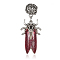 Alloy Enamel European Dangle Pendants, with Alloy Scarf Bail Bead Tube Bails, Cicada, Antique Silver, Red, 46mm, Hole: 5mm