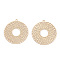 Rack Plating Brass Filigree Pendants, Long-Lasting Plated, Flat Round, Nickel Free, Light Gold, 32.5x30x0.4mm, Hole: 1.4mm