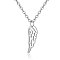 Tarnish Resistant 201 Stainless Steel Pendants Necklaces, Feather, Stainless Steel Color, 16.3 inch(40cm)x1mm