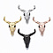 Brass Micro Pave Black Cubic Zirconia Beads, Cadmium Free & Lead Free, Cattle Skull, Mixed Color, 20x18.5x5mm, Hole: 1.5mm