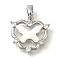 Brass Micro Pave Cubic Zirconia and Shell Pendants, Butterfly Charms, with Jump Ring, Cadmium Free & Nickel Free & Lead Free, Platinum, 16x16x3mm, Hole: 3x5mm