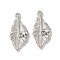 Rack Plating Alloy Pendants, with ABS Imitation Pearl, Cadmium Free & Nickel Free & Lead Free, Leaf, Platinum, 26x12.5x6.5mm, Hole: 1.6mm