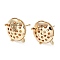Brass Stud Earring Findings, Cadmium Free & Nickel Free & Lead Free, Prong Earring Settings, Filigree Flat Round, Real 18K Gold Plated, 13mm, Hole: 2mm, Pin: 0.9mm