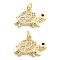 Brass Pave Clear Cubic Zirconia Pendants, Cadmium Free & Lead Free, Tortoise, with Jump Ring, Tortoise, 13x20x3mm, Hole: 5mm