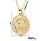 Brass Cubic Zirconia Oval Design Virgin Mary Pendant Exquisite Necklaces, Golden, Clear, 15.75 inch(40cm)