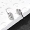 Conch Shape Brass Micro Pave Cubic Zirconia Ear Studs, Long-Lasting Plated, Lead Free & Cadmium Free, Rack Plating, Platinum, 9.5x6.5mm