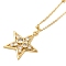 Real 18K Gold Plated Brass Micro Pave Clear Cubic Zirconia Pendant Necklaces for Women, Star, 17.91 inch(45.5cm)