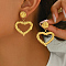 Elegant Stainless Steel Stud Earrings, Golden, Heart, 45x35mm