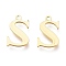 PVD Vacuum Plating  304 Stainless Steel Charms, Laser Cut, Alphabet, Golden, Letter.S, 12.5x8x0.8mm, Hole: 1mm