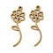 201 Stainless Steel Pendants, Laser Cut, Flower Charm, Golden, 25.5x9x1mm, Hole: 1.2mm, 5pcs/set