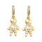 Brass Pave Clear Cubic Zirconia European Dangle Charms, Boy Large Hole Pendants, Cadmium Free & Lead Free, Golden, 10x4mm, Hole: 4mm