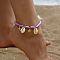 Handmade Heishi Polymer Clay Beaded Anklets, Starfish Alloy & Cowrie Shell Charm Anklets, Golden, 8-1/4 inch(210mm)