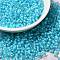12/0 Transparent Glass Seed Beads, Inside Colours, Round Hole, Round, Cyan, 1.5~2mm, Hole: 1mm