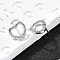Heart Brass Micro Pave Cubic Zirconia Ear Studs, Long-Lasting Plated, Lead Free & Cadmium Free, Rack Plating, Platinum, 10.5x11mm