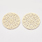Brass Filigree Joiners Links, Etched Metal Embellishments, Flat Round, Light Gold, 30x0.3mm, Hole: 1.6mm