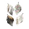 Natural Black Lip Shell Big Pendants, Leaf Charms with Platinum Plated Brass Pinch Bails, 65.5~67x41x3~3.5mm, Hole: 4.5x3.5mm
