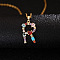 Brass Pave Colorful Cubic Zirconia Initial Pendant Necklaces for Women, Golden, Letter R, 19.69 inch(50cm)