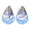 Christmas Theme PU Leather Big Pendants, with Platinum Tone Iron Jump Ring, teardrop, with Father Christmas, Light Sky Blue, 56.5x37x3mm, Hole: 5mm