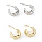 Brass Stud Earrings, Long-Lasting Plated, Ring, Mixed Color, 12.5x7.5mm, Pin: 0.7mm