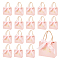 Rectangle Paper Wrapping Handle Bags with Ribbon, Hot Stamping Thank You Gift Bag for Wedding Party Supplies, Pink, Finished Product: 14x12x6cm