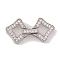 Rack Plating Brass Micro Pave Clear Cubic Zirconia Fold Over Clasps, Long-Lasting Plated, Lead Free & Cadmium Free, Rhombus, Platinum, 30mm, Rhombus: 13.5x14.5x4mm, Clasp: 20x15x4mm