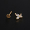 Stainless Steel Micro Pave Clear Cubic Zirconia Internally Threaded Labrets, Butterfly, Golden, 8mm, Pin: 1.2mm
