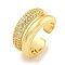 Rack Plating Brass Micro Pave Cubic Zirconia Open Cuff Ring for Women, Long-Lasting Plated, Cadmium Free & Lead Free, Real 18K Gold Plated, Adjustable, 11.5mm
