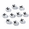 Acrylic Beads, with Enamel and Luminous, Horizontal Hole, Flat Round with Black Letter, Glow in the Dark, Light Grey, Letter.K, 7x3.5mm, Hole: 1.5mm, about 3600~3700pcs/500g