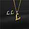 Golden Stainless Steel Initial Letter Jewelry Set, Stud Earrings & Pendant Necklaces, Letter L, No Size